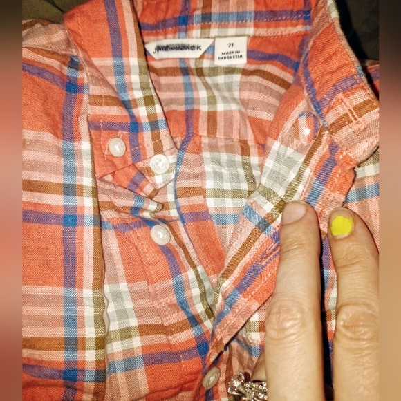 Janie and Jack-2T both qty. 2 long sleeve button down shirts, 1 is NWT, NWOT - Picture 3 of 5